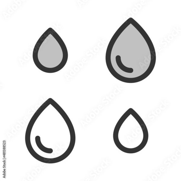 Obraz Pixel-perfect linear icon of water drop  built on two base grids of 32 x 32 and 24 x 24 pixels. The base initial line weight is 2 pixels. In two-color and one-color versions.  Editable strokes