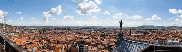 Fototapeta View from Clermont-Ferrand's cathedral on the city