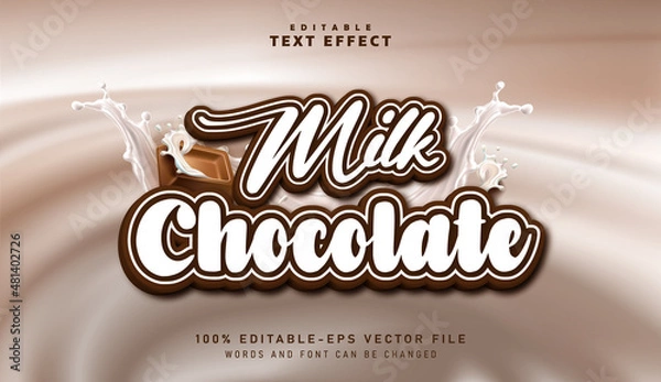 Fototapeta 3D Milk Chocolate text effect - Editable text effect