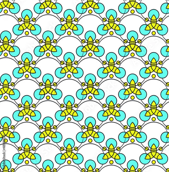 Obraz The blue-yellow pattern on a white background