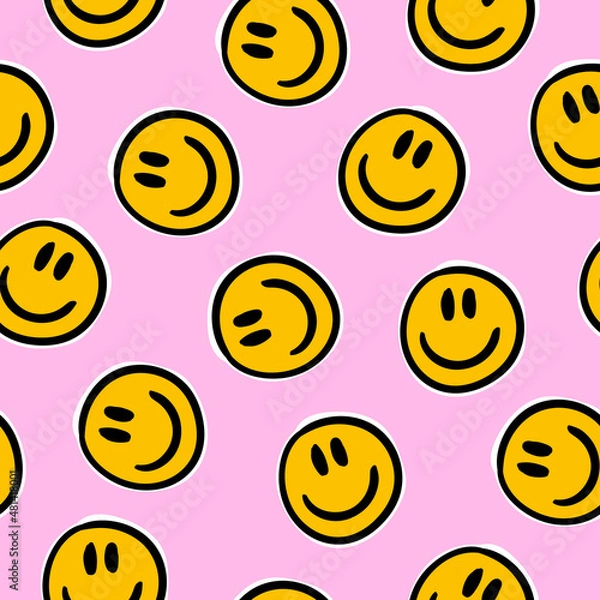 Fototapeta Smiley seamless pattern. Smiley background