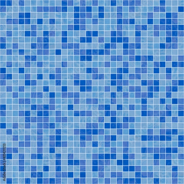 Fototapeta Seamless large texture of blue swimming pool square mosaic tiles