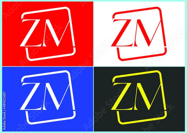 Fototapeta ZM letter logo and icon design template
