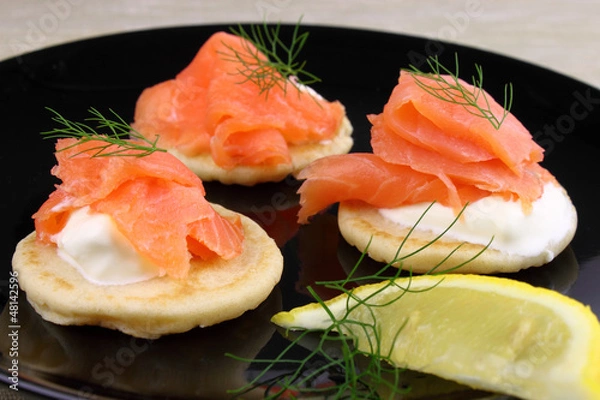 Fototapeta Smoked Salmon Blinis