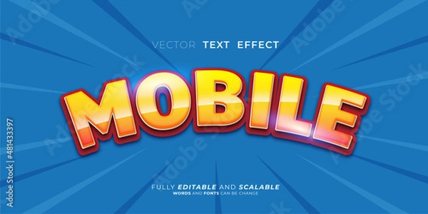 Fototapeta Editable text effect Mobile 3d style illustrations