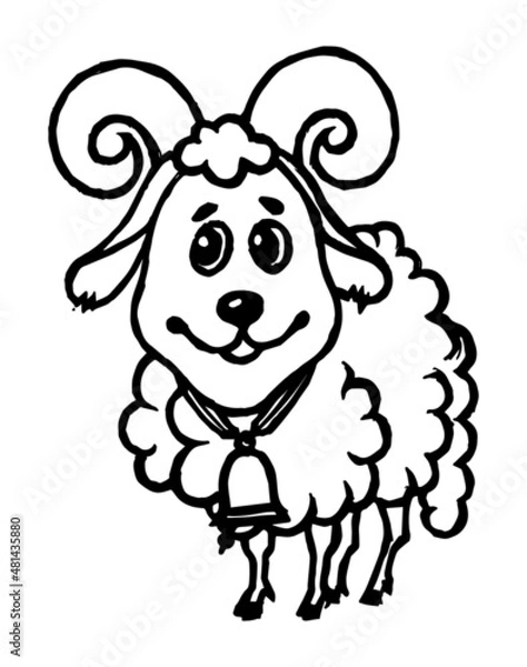 Fototapeta Zodiac signs. Cartoon outline style Hand drawn horoscope Isolated simple vector symbols Coloring page or book Aries