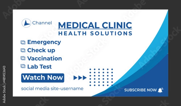 Fototapeta Editable Medical, Health and fitness training, exercise, social media web banner, and youtube thumbnail template | Youtube live stream video thumbnail for marketing agency | video thumbnail | Youtube