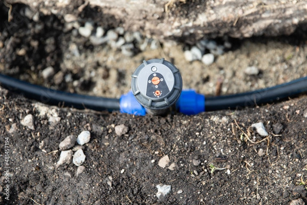 Fototapeta Irrigation system installation.