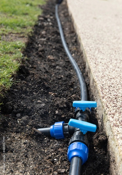 Fototapeta Irrigation system installation.