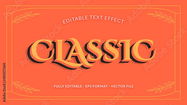 Fototapeta Classic Editable Retro Text Effect with Halftone Shadow Effect