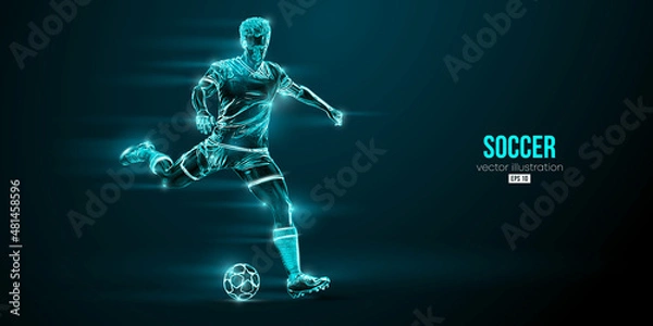 Fototapeta football soccer player man in action isolated blue background. Vector illustration