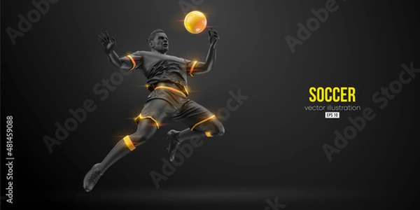 Obraz football soccer player man in action isolated black background. Vector illustration