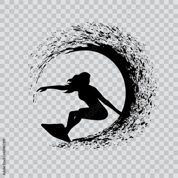 Obraz surfer on the wave vector illustration