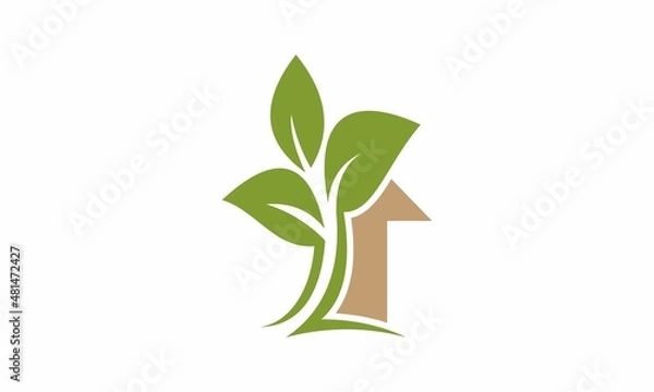 Obraz green plant with leaves logo vector