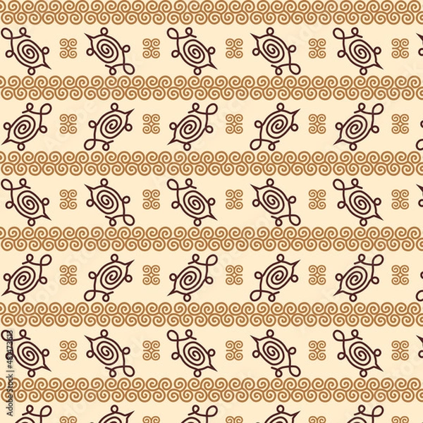 Obraz brown turtles on a yellow background. vector