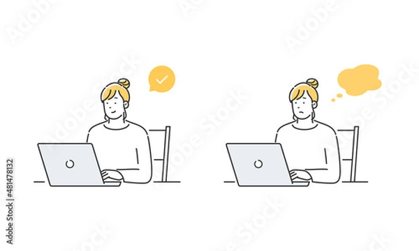 Obraz パソコンを使う女性