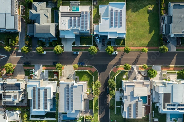 Obraz Top down aerial view of modern prestige homes in Sydney, Australia.
