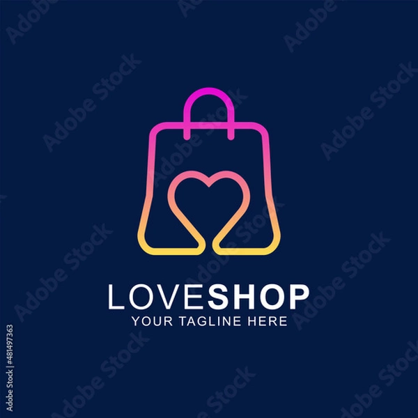 Fototapeta Love shop gradient logo design