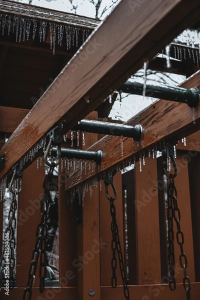 Obraz Icicles on a backyard swingset