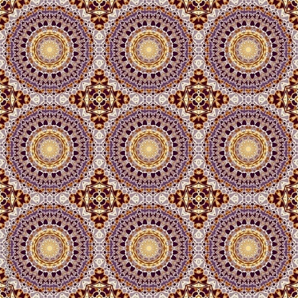Fototapeta Abstract pattern. Square ornamental regular background. Seamless pattern. Vintage mosaic art pattern.
