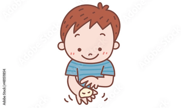 Obraz おだんごこねこねする男の子