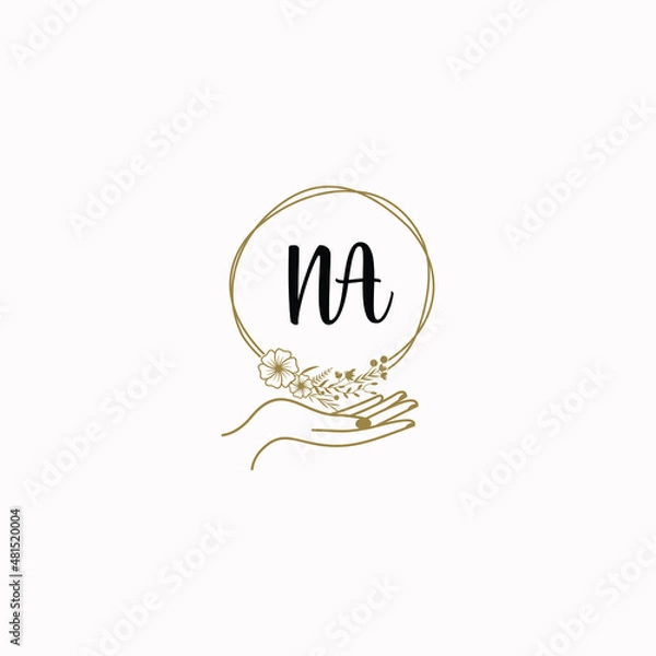 Obraz NA initial hand drawn wedding monogram logos