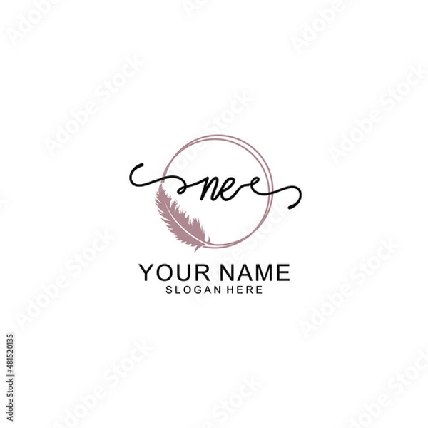 Fototapeta Initial NE beauty monogram and elegant logo design  handwriting logo of initial signature