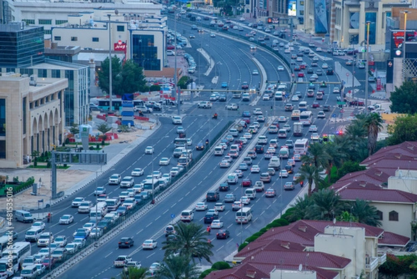 Fototapeta Aerial View of Salwa Road C Ring Road Doha Qatar	
