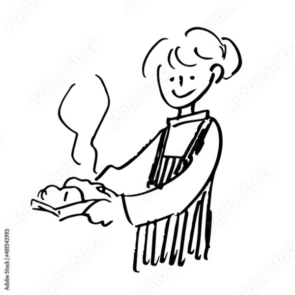Obraz パンを焼くの女性のイラスト