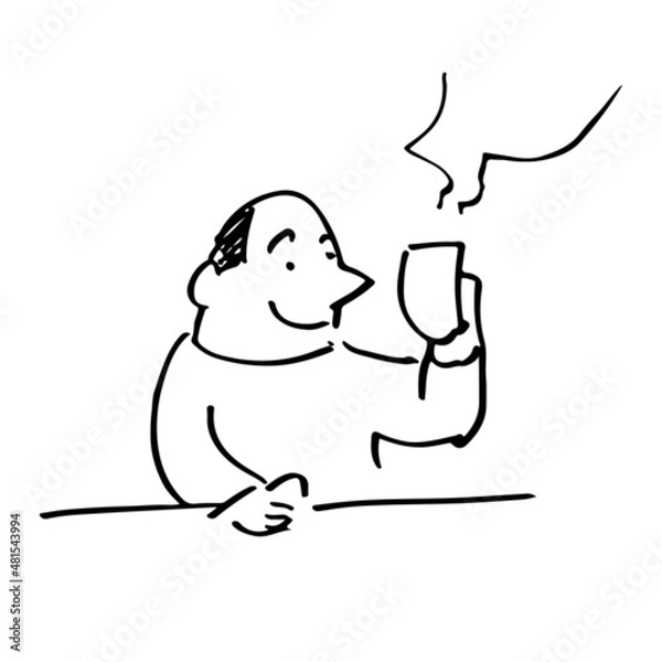 Obraz コーヒーを飲む男性のイラスト