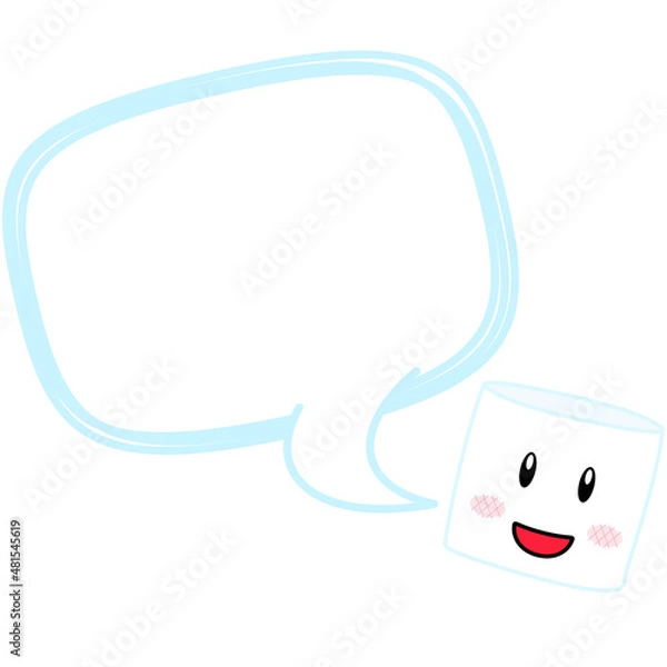 Fototapeta マシュマロのキャラクターと吹き出しのフレーム素材