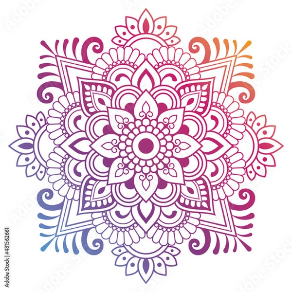 Fototapeta Gradient color hand drawn mandala pattern design