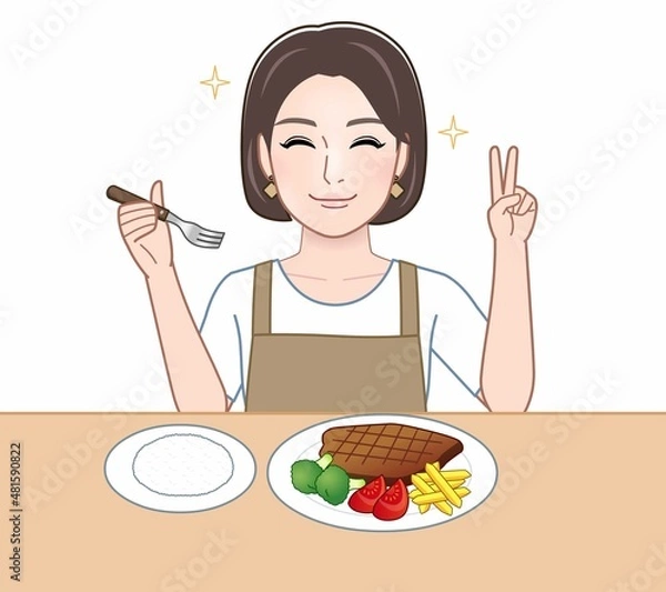 Fototapeta 食事中の主婦