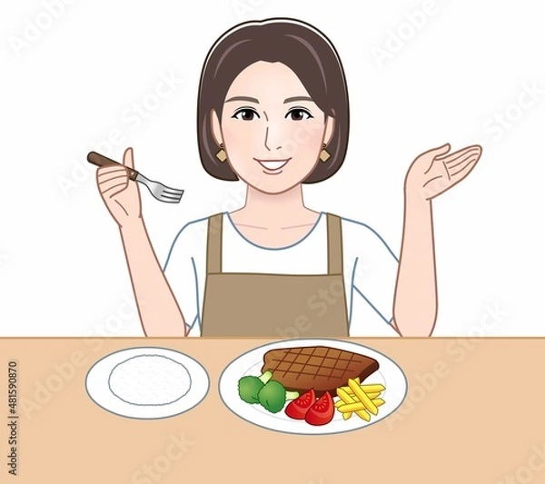 Fototapeta 食事中の主婦