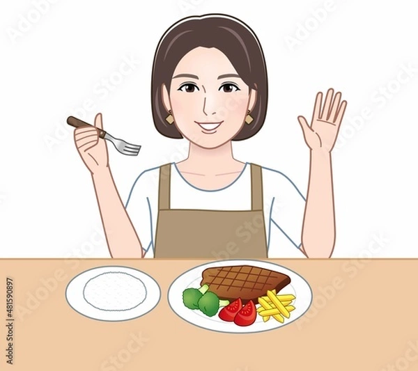 Fototapeta 食事中の主婦