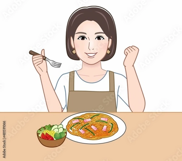 Fototapeta 食事中の主婦