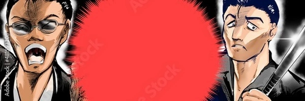 Fototapeta 少年漫画強面借金取立てヤクザの恐喝イラスト