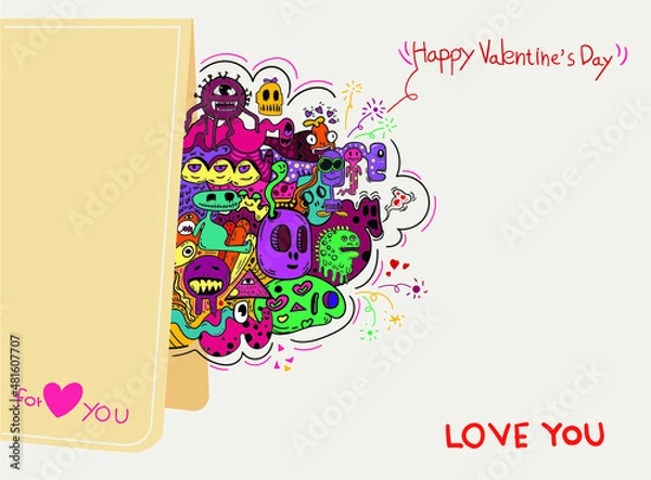 Obraz Valentines day doodles background,greeting card