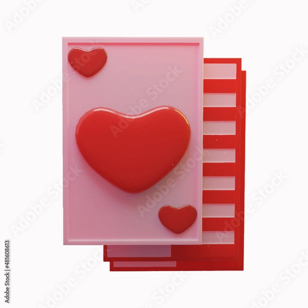 Fototapeta Heart shaped card in two colors, valentine's day icon.