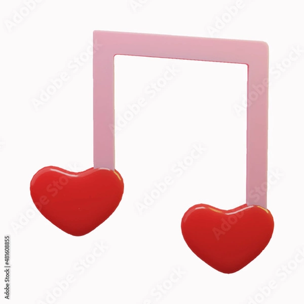 Fototapeta Musical 3D note for Valentine's Day. Vector illustration