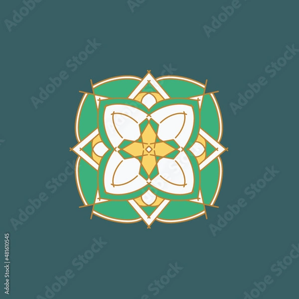 Fototapeta Vector geometric abstract ornament. Simple mandala. Hand drawn design element. Isolated ethnic print.