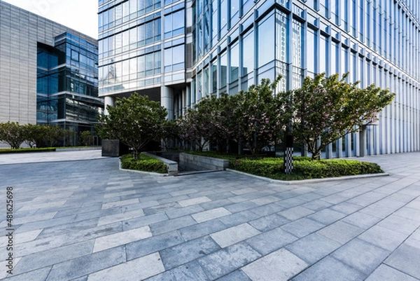 Obraz Modern city square platform and city skyscraper