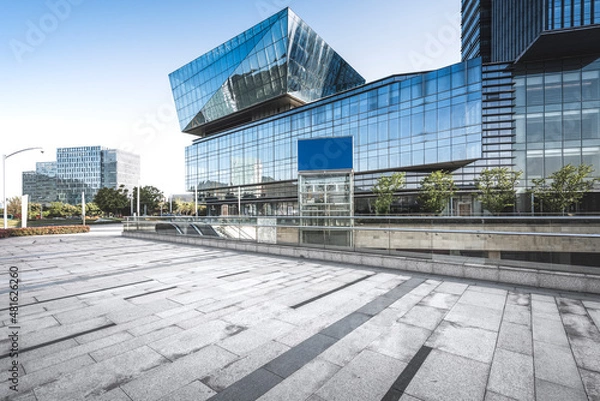 Obraz Modern city square platform and city skyscraper
