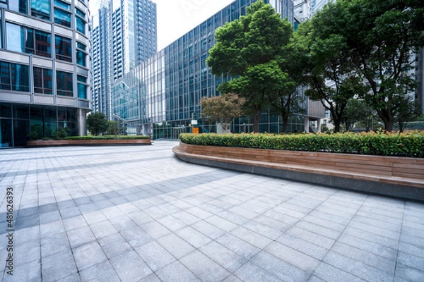 Obraz Modern city square platform and city skyscraper