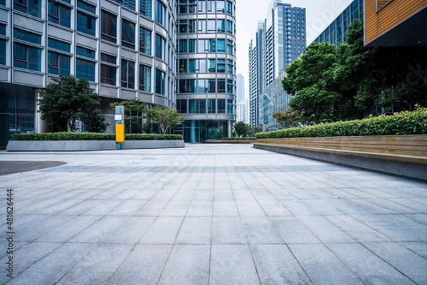 Obraz Modern city square platform and city skyscraper