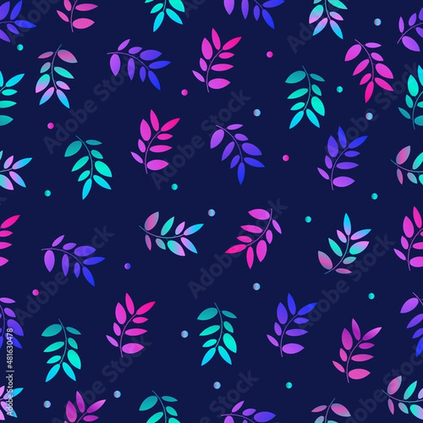 Obraz gradient leaves on a dark blue background