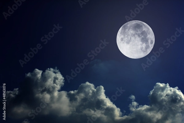 Obraz night sky with moon and clouds