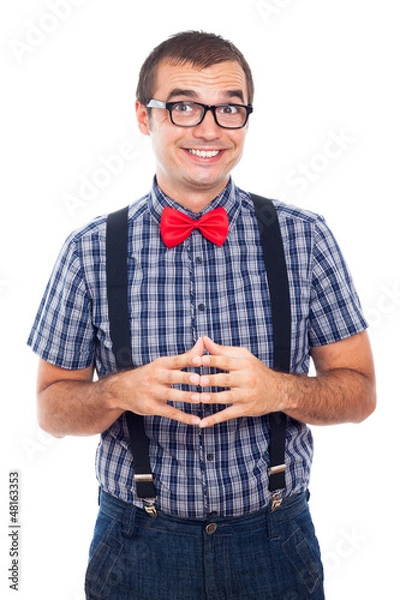 Fototapeta Ecstatic nerd man