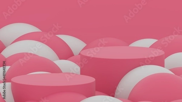 Obraz background wallpaper studio modern minimal pink pedestal romance 3d render