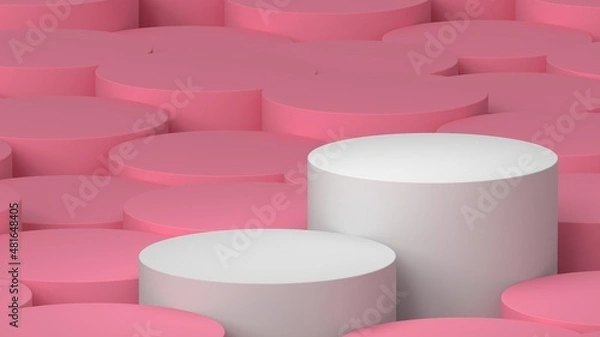 Obraz background wallpaper studio modern minimal pink pedestal romance 3d render
